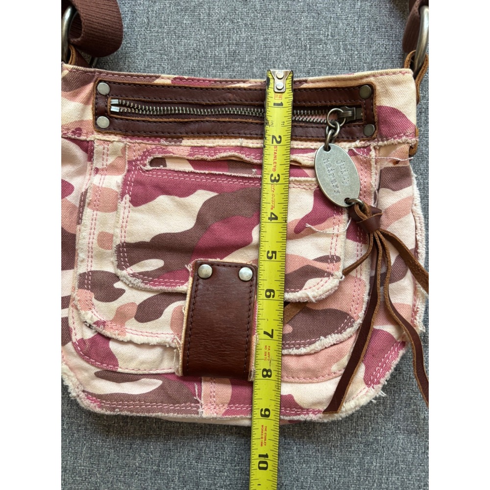 Juicy Couture Pink Camo Canvas Crossbody Bag Leather Trim Distressed Y2K - Picture 7 of 7